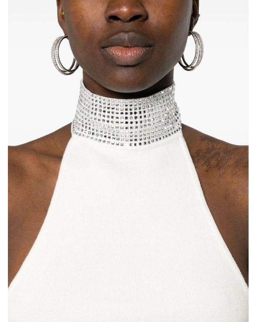 retroféte White Maci Crystal-embellishment Bodysuit