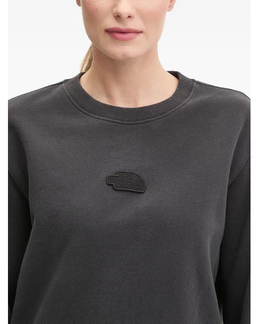 The North Face Gray Logo-Patch Crew-Neck Sweatshirt