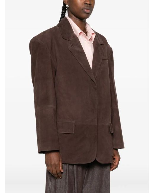 Remain Brown Suede Single-Breasted Blazer