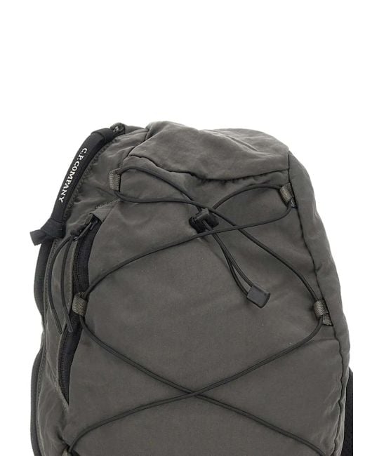 メンズ C P Company Nylon B ドローストリング ショルダーバッグ Black