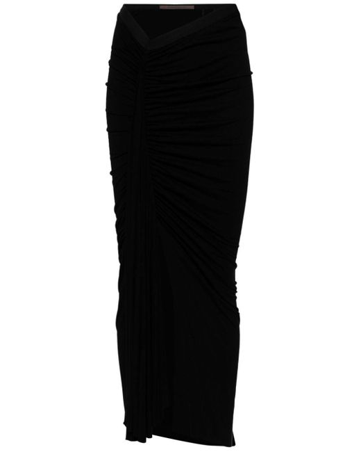 Rick Owens Black Waist-detail Asymmetric Skirt