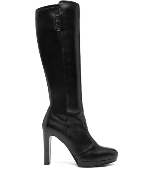 Nero Giardini Black Leather Knee-High Boots