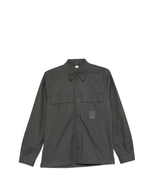 C P Company Gray Flap-Pocket Shirt for men