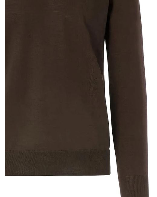 Paolo Pecora Brown Round-Neck Wool Sweater for men