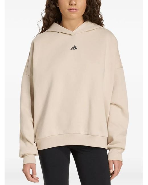 Adidas Natural Logo-Print Hoodie