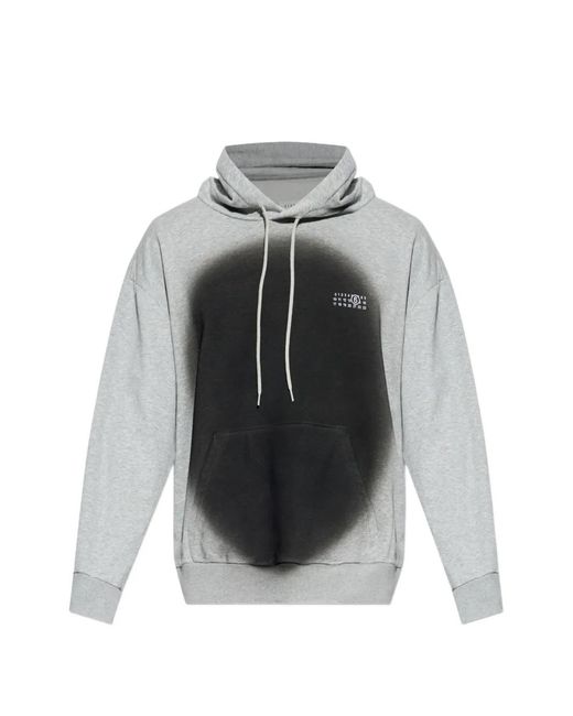 MM6 by Maison Margiela Gray Spray-Paint Logo Hoodie for men