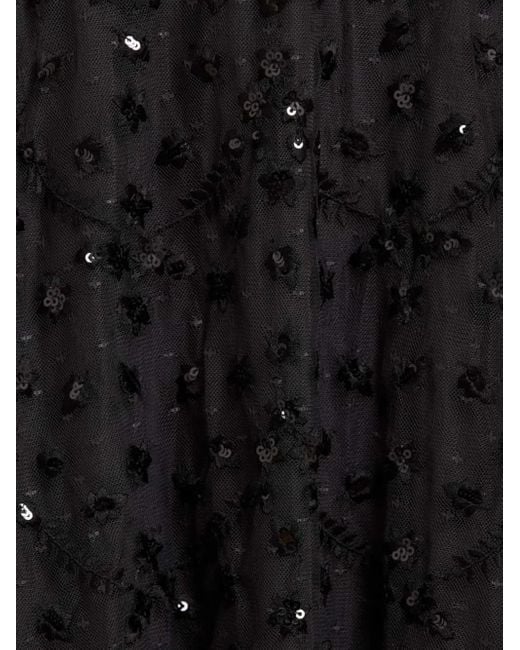 Needle & Thread Black Embroidered-Flowers Maxi Dress
