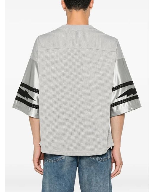 Rhude Gray Logo-Print Mesh T-Shirt for men