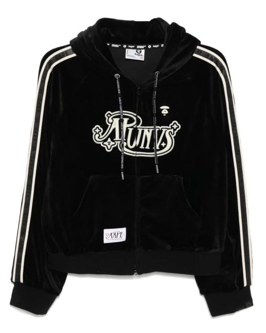 A Bathing Ape Black Embroidered Hoodie Jacket