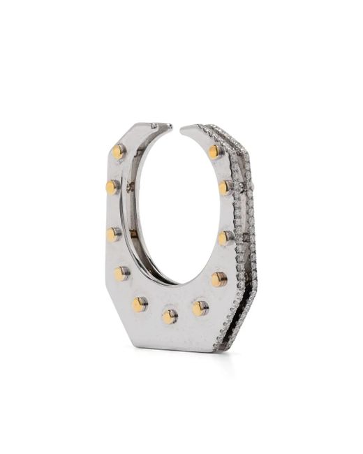 Rainbow K White 14K And Cyborg Diamond Ear Cuff
