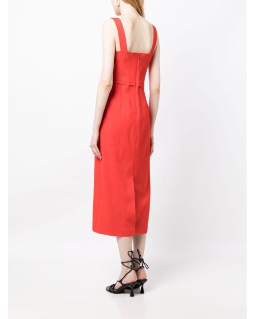 Tory Burch Red Square-neck Faille Dress