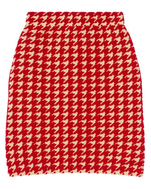 Burberry Red Towelling Houndstooth Mini Skirt