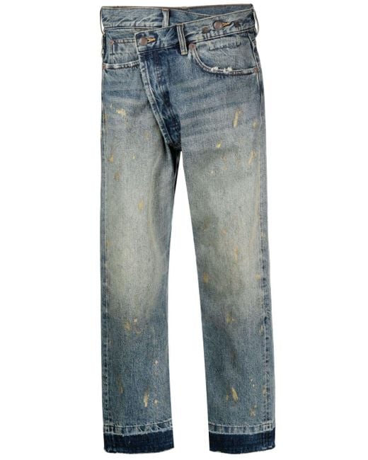 Jeans Crossover crop a vita alta di R13 in Blue