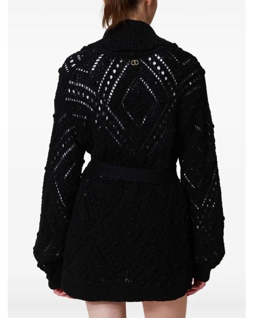 Twinset Black Knitted Cardigan With Belt