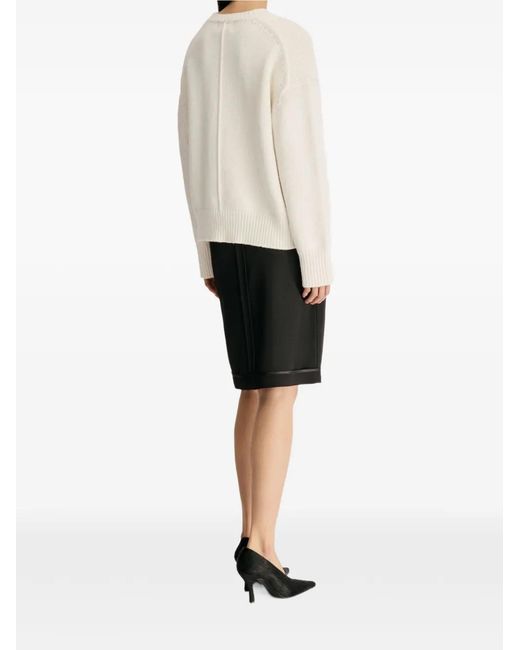 Loulou de Saison White Cashmere Drop-Shoulder Sweater
