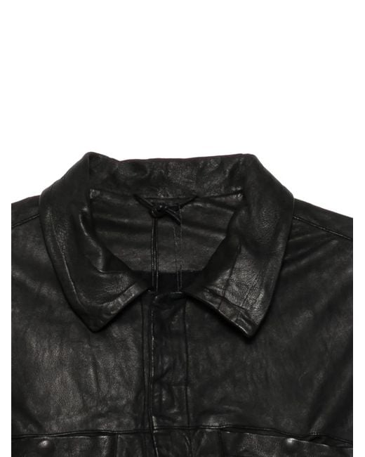 Giorgio Brato Black Leather Collared Jacket for men