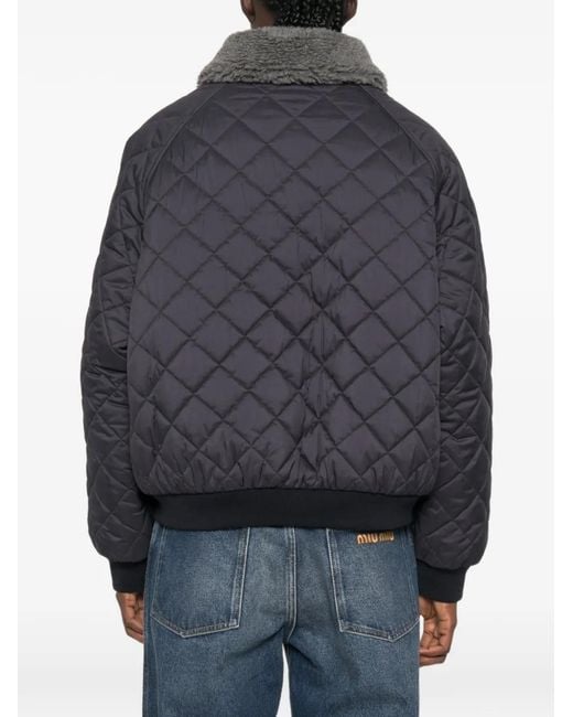 Miu Miu Blue Logo-Detail Padded Jacket