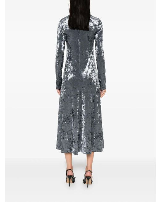 Forte_forte Gray Velvet High-Neck Dress