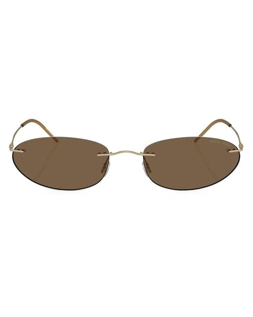 Giorgio Armani Brown Rimless Oval-Frame Sunglasses