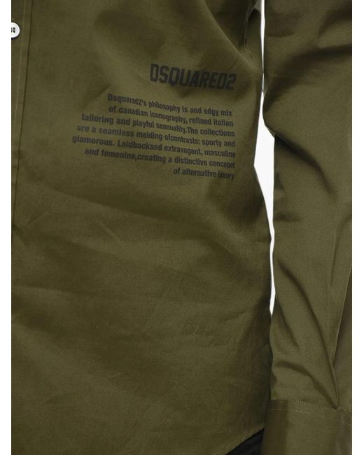 DSquared² Green Logo-Print Long-Sleeve Shirt for men