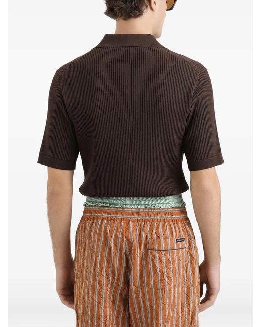 Dolce & Gabbana Brown Ribbed Polo Shirt for men