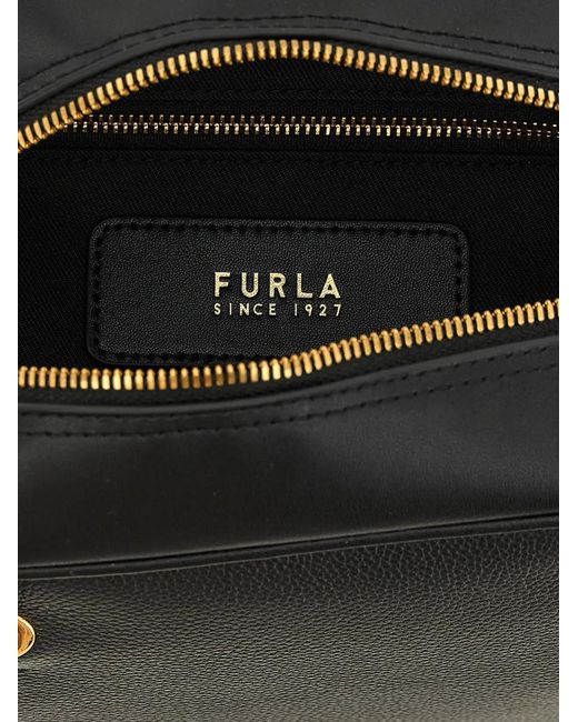 Furla Black Poppy Full-Grain Leather Tote Bag