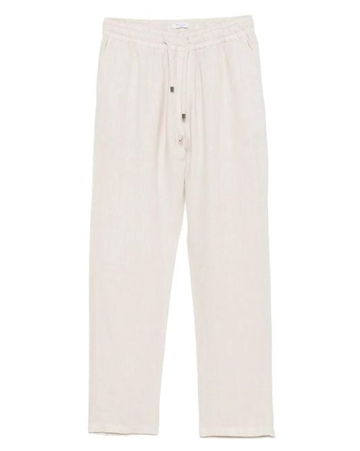 Boglioli White Linen Trousers for men