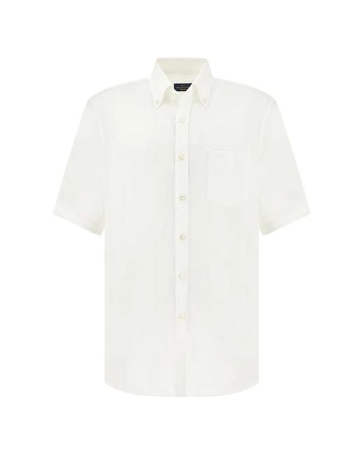 Paul & Shark White Soffio Short-Sleeves Linen Shirt for men