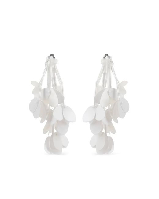 Pendientes de clip con lentejuelas y flecos Plan C de color White