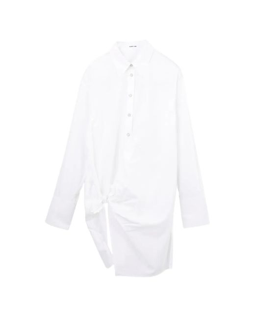 Helmut Lang White Robe-Chemise À Détail Nœud