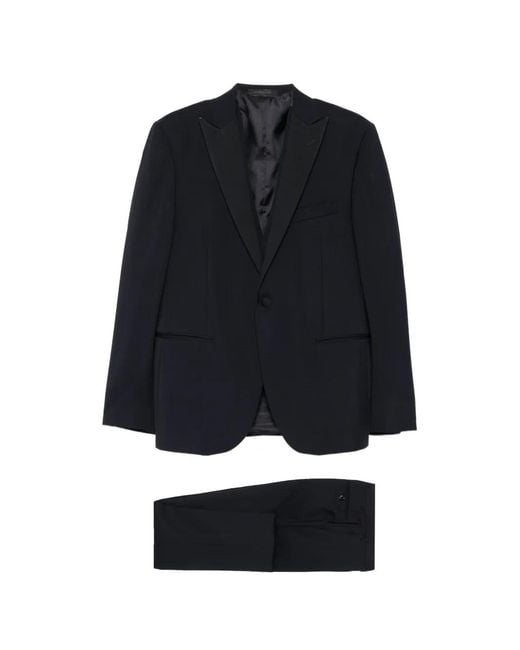 Corneliani Black Peak-Lapel Single-Breasted Suit (Set Of Three) for men