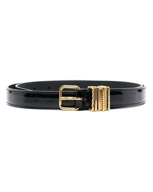 Saint Laurent Black Slim Patent Leather Belt