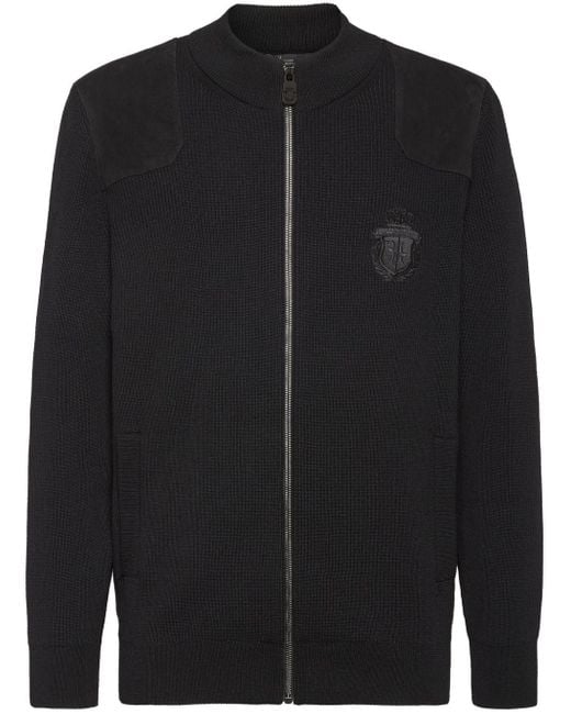 Billionaire Black Logo-embroidered Zip-up Sweatshirt for men