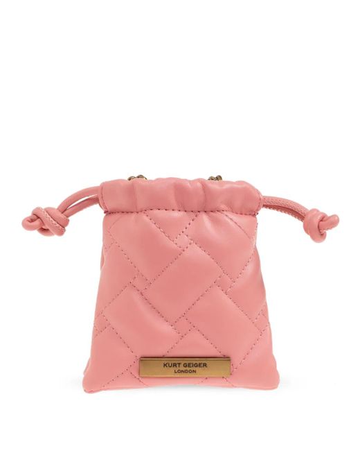 Kurt Geiger Pink Micro Kensington Quilted Purse