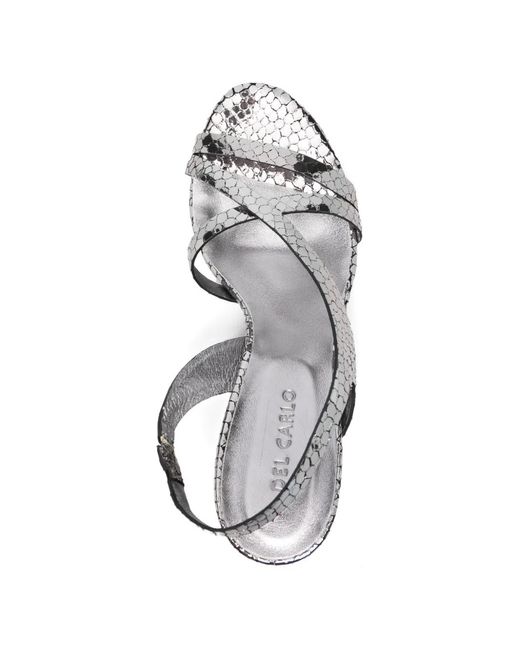 Roberto Del Carlo White Cannes Strappy Snakeskin-Effect Sandals