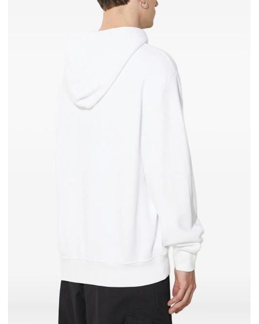 424 White Long-Sleeve Cotton Hoodie for men