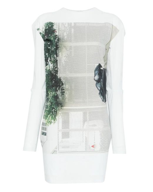 Issey Miyake Blue Street View Graphic Print Top