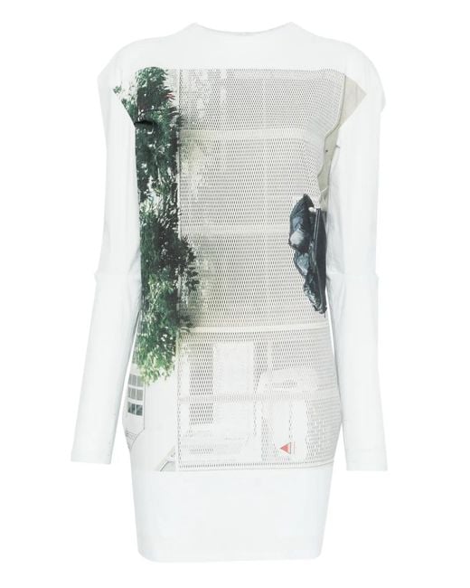 Issey Miyake Blue Street View Graphic Print Top