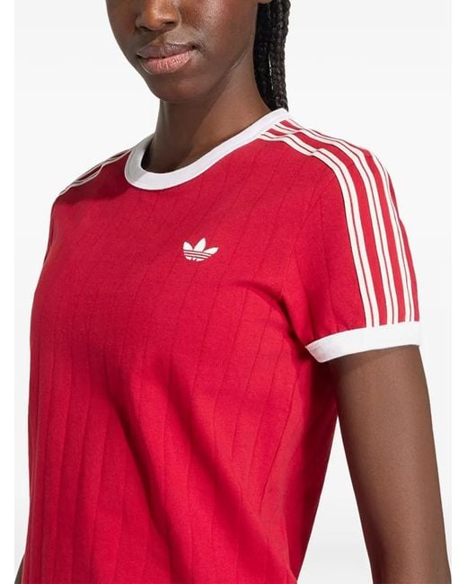 Adidas Pinstripe Embroidered-Logo T-Shirt