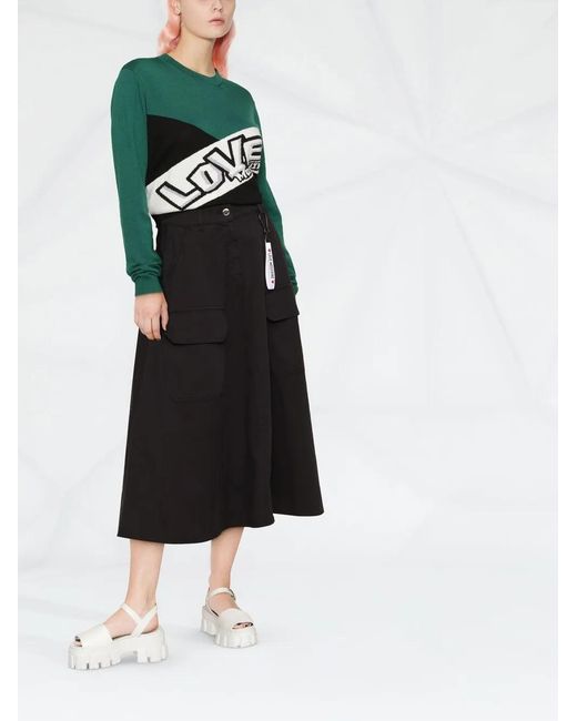 Love Moschino Black High-Waisted A-Line Skirt