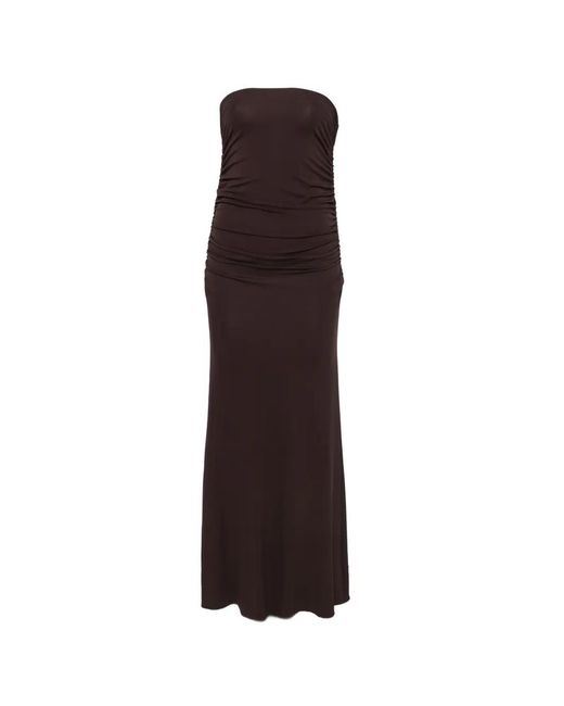 Elisabetta Franchi Purple Ruched Midi Dress