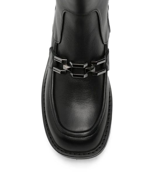 SERGIO MORETTI FIRENZE Black Chain-Link Ankle Boots