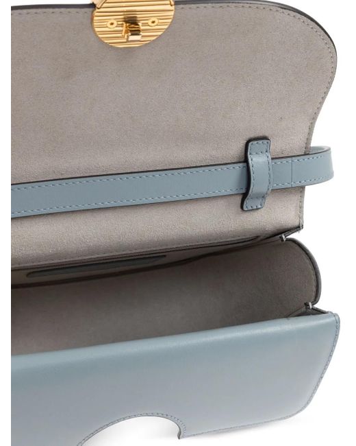 Furla Blue Sfera Embossed Leather Shoulder Bag
