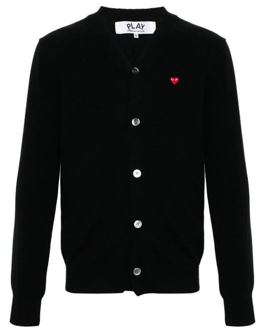 COMME DES GARÇONS PLAY Black Heart-Patch Wool Cardigan