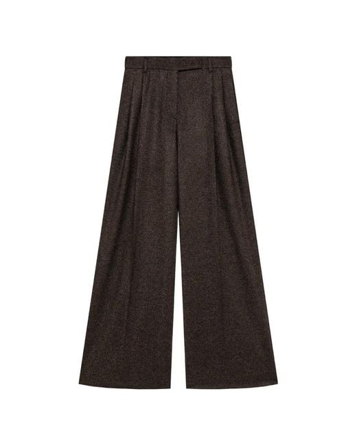 MSGM Brown Pleated Wide-Leg Trousers