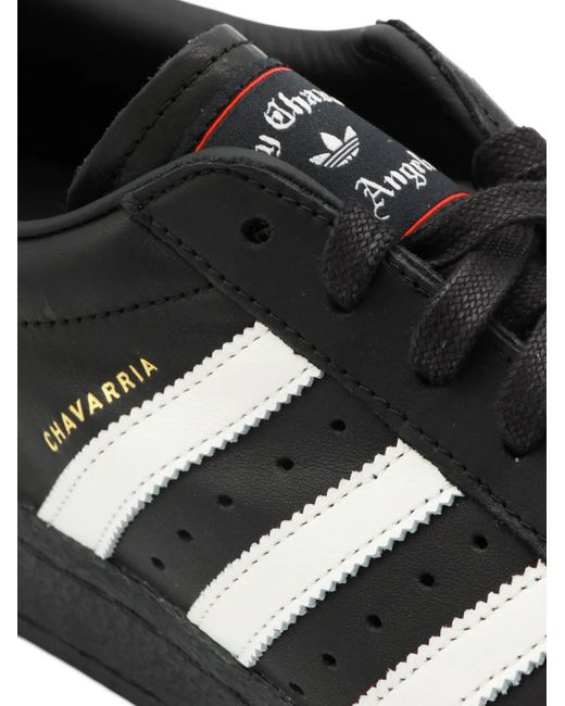 Adidas Black X Willy Chavarria Superstar Rose-Motif Sneakers