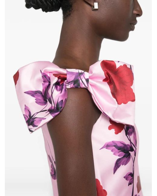 Rebecca Vallance White Melora Bow-Detail Floral-Print Midi Dress