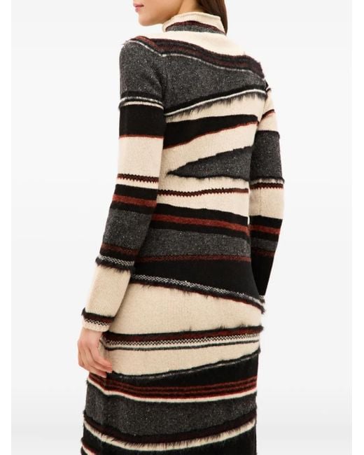 Marie Oliver Black Hesta Striped High-Neck Midi Dress