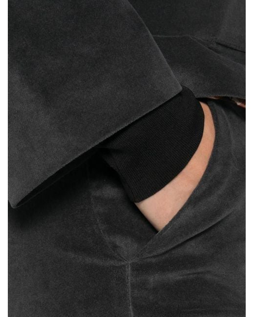 Whyci Black Velvet-Effect Turn-Up Trousers
