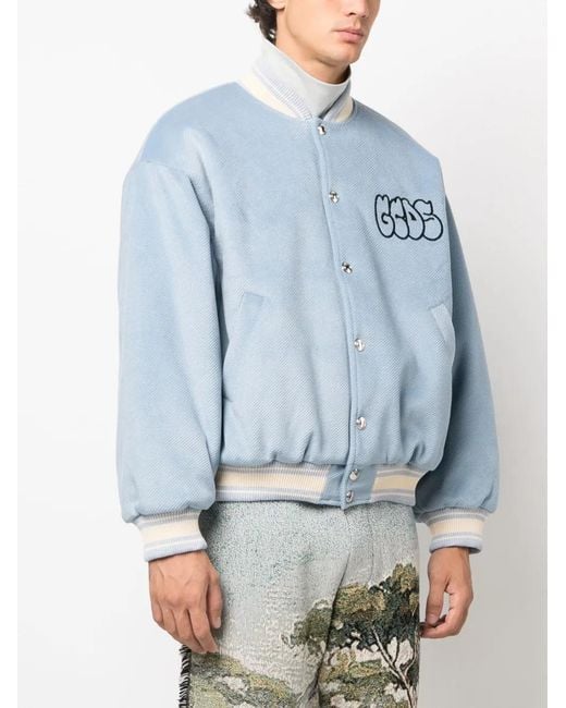 Gcds Blue Graffit-Logo Varsity Bomber Jacket